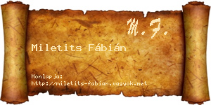 Miletits Fábián névjegykártya
